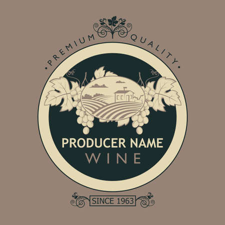 wine bottle labelのイラスト素材