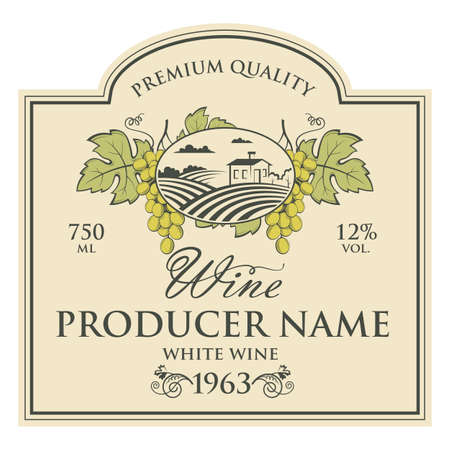 wine bottle labelのイラスト素材