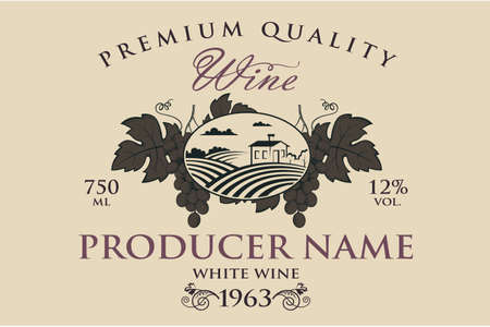 wine bottle labelのイラスト素材
