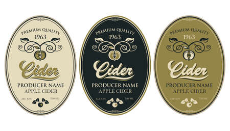 collection of labels for various cider typesのイラスト素材