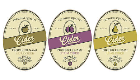 collection of labels for various cider typesのイラスト素材