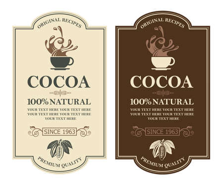 set of cocoa labelsのイラスト素材