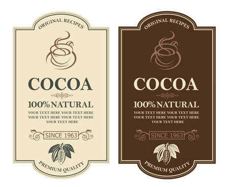 set of cocoa labelsのイラスト素材