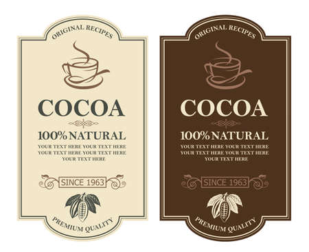 set of cocoa labelsのイラスト素材