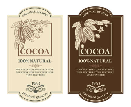 set of cocoa labelsのイラスト素材