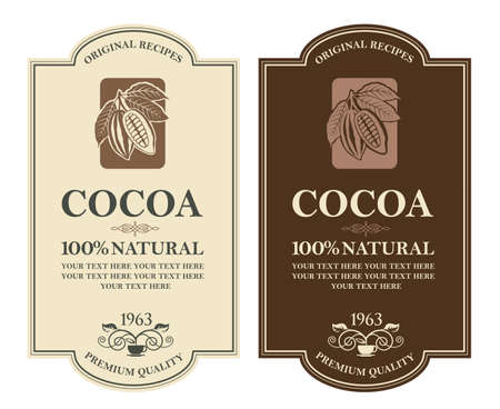 set of cocoa labelsのイラスト素材