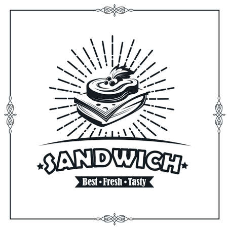 emblem with sandwichのイラスト素材