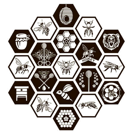 set of honey emblemsのイラスト素材