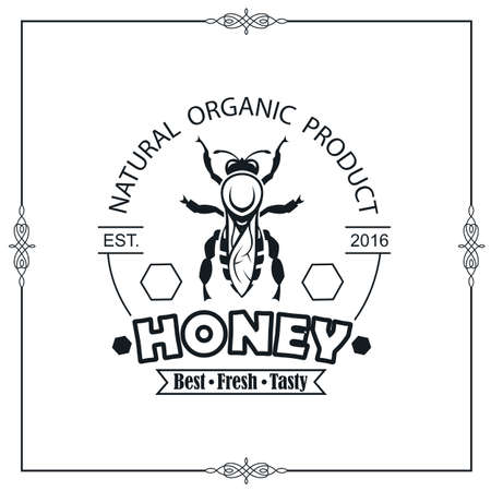 bee honey emblemのイラスト素材