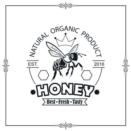 bee honey emblemのイラスト素材