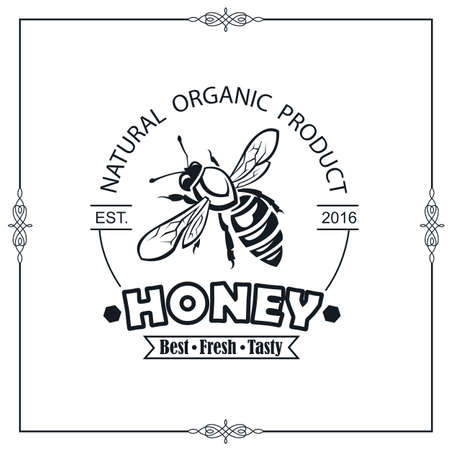 bee honey emblemのイラスト素材