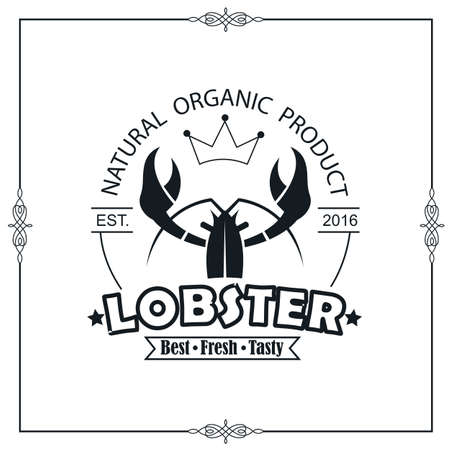 seafood emblem with lobster isolated on white backgroundのイラスト素材