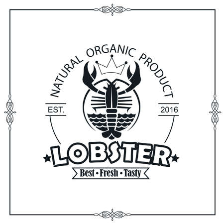 seafood emblem with lobster isolated on white backgroundのイラスト素材