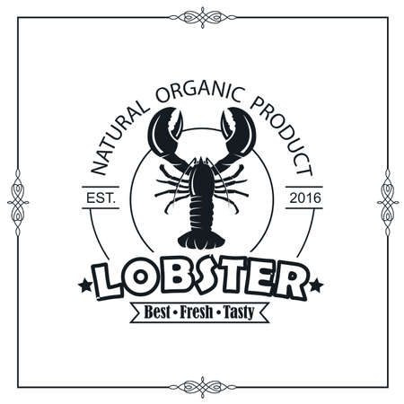 seafood emblem with lobster isolated on white backgroundのイラスト素材
