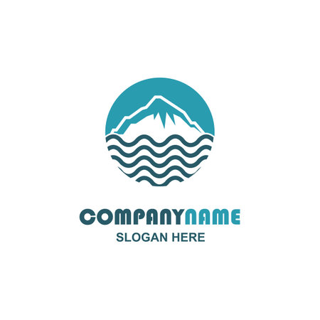abstract icon of mountain and sea waveのイラスト素材