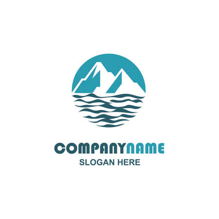 abstract icon of mountain and sea waveのイラスト素材