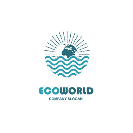 icon with earth and sea wavesのイラスト素材