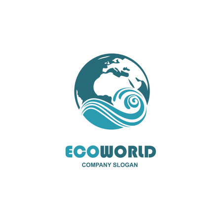 icon with earth and sea wavesのイラスト素材