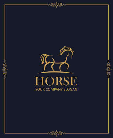 abstract gold emblem of horseのイラスト素材