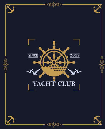 yacht club label isolated on dark backgroundのイラスト素材