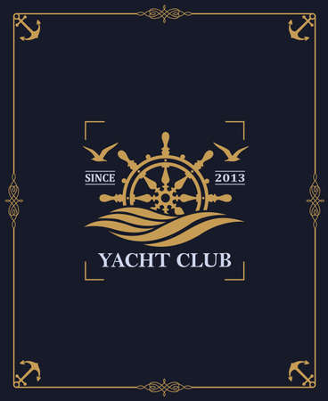 yacht club label isolated on dark backgroundのイラスト素材