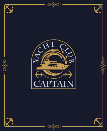 yacht club label isolated on dark backgroundのイラスト素材