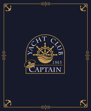 yacht club label isolated on dark backgroundのイラスト素材