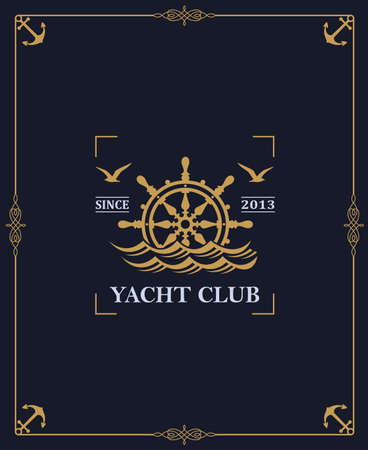 yacht club label isolated on dark backgroundのイラスト素材