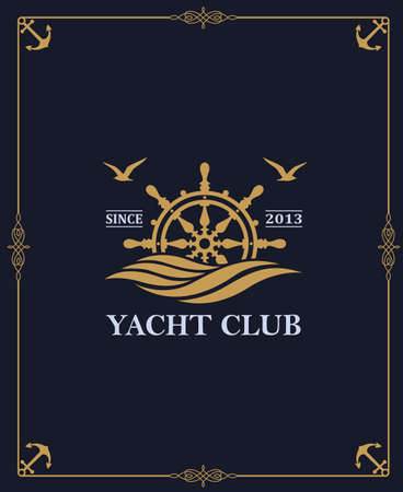 yacht club label isolated on dark backgroundのイラスト素材