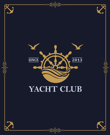 yacht club label isolated on dark backgroundのイラスト素材
