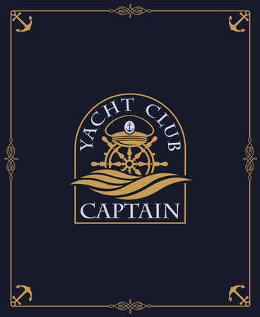 yacht club label isolated on dark backgroundのイラスト素材