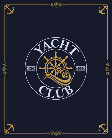 yacht club label isolated on dark backgroundのイラスト素材