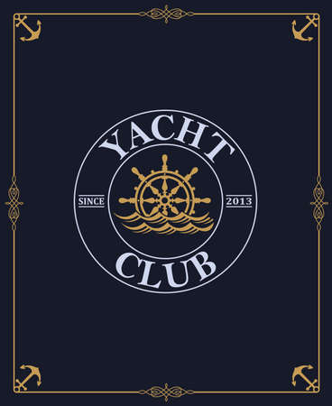 yacht club label isolated on dark backgroundのイラスト素材