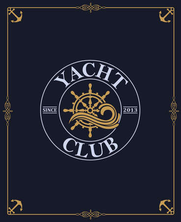 yacht club label isolated on dark backgroundのイラスト素材