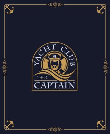 yacht club label isolated on dark backgroundのイラスト素材