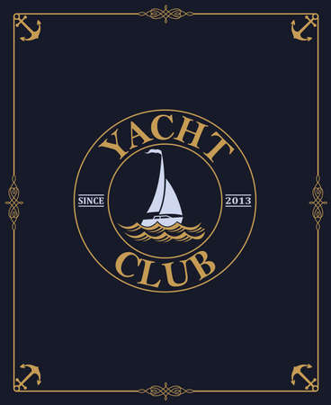 yacht club label isolated on dark backgroundのイラスト素材