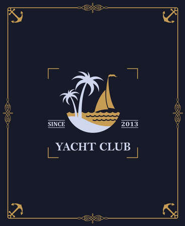 yacht club label isolated on dark backgroundのイラスト素材