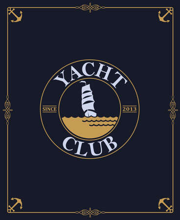 yacht club label isolated on dark backgroundのイラスト素材