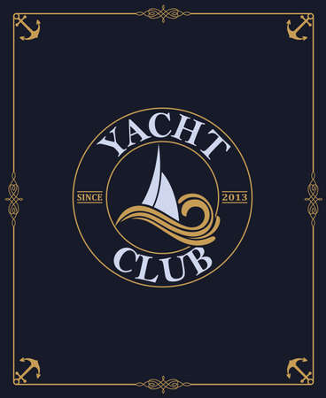 yacht club label isolated on dark backgroundのイラスト素材