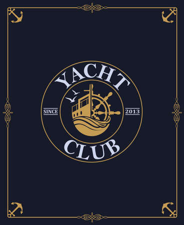 yacht club label isolated on dark backgroundのイラスト素材