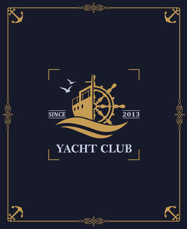 yacht club label isolated on dark backgroundのイラスト素材