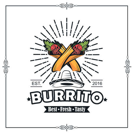 fast food emblem with burritoのイラスト素材
