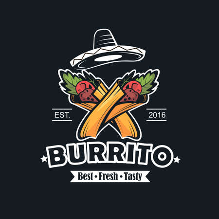 fast food emblem with burritoのイラスト素材