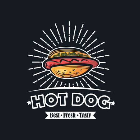 hot dog poster for fast foodのイラスト素材
