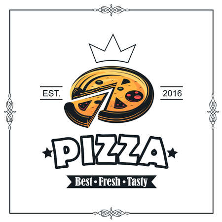 fast food emblem with pizzaのイラスト素材
