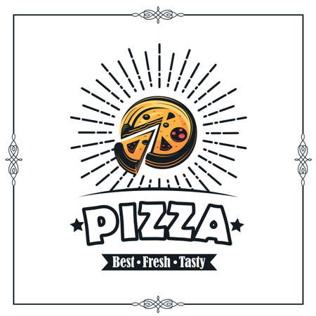 fast food emblem with pizzaのイラスト素材