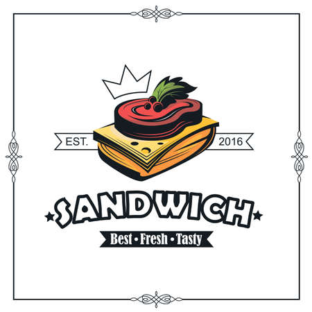 fast food emblem with sandwichのイラスト素材