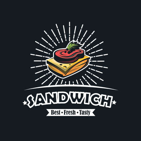 fast food emblem with sandwichのイラスト素材