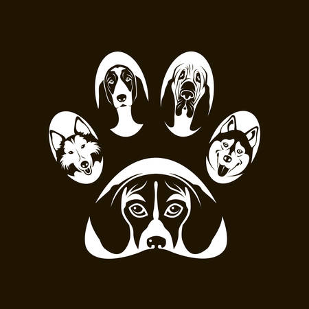 footprint with dog headsのイラスト素材