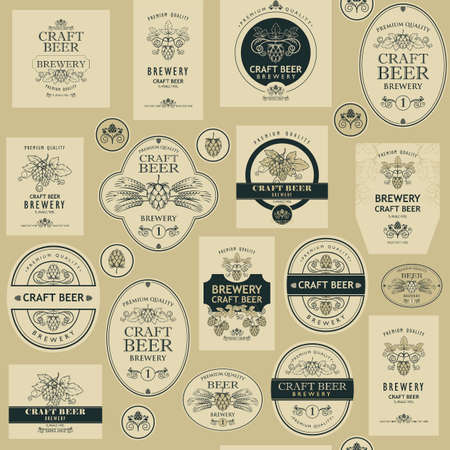 seamless pattern with beer labelsのイラスト素材